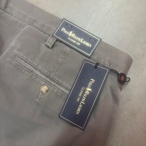 NWT Vintage Polo Ralph Lauren men's grey cotton classic fit chino pants 44B - Picture 2 of 8